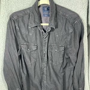 Gap denim shirt size medium western pearl snap black w